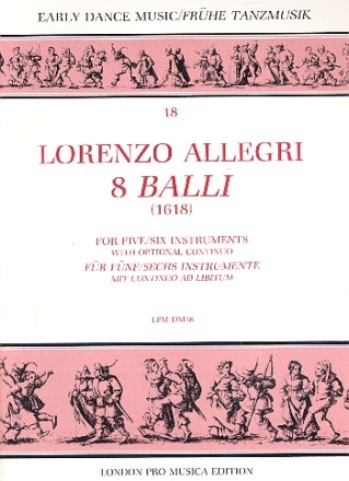 8 Balli fr 5-6 Instrumente mit Bc ad lib Partitur  (1618)