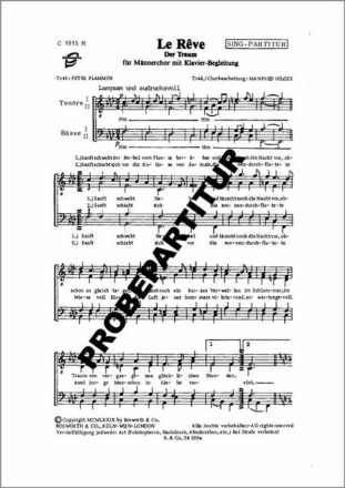 LE REVE (DER TRAUM) f�r M�nnerchor und Klavier Klavierpartitur (dt)
