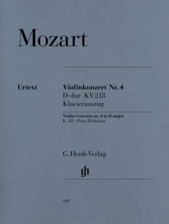 Konzert D-Dur Nr.4 KV218 fr Violine und Orchester fr Violine und Klavier