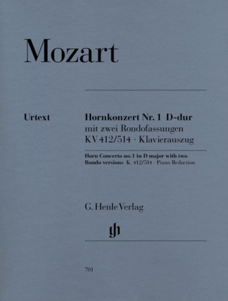 Konzert D-Dur Nr.1 KV412 für Horn und Orchester für Horn und Klavier (mit Stimmen für Horn in F und D)