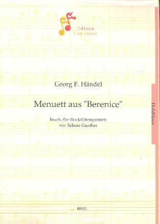 Menuett aus Berenice fr Blockfltenensemble Stimmen