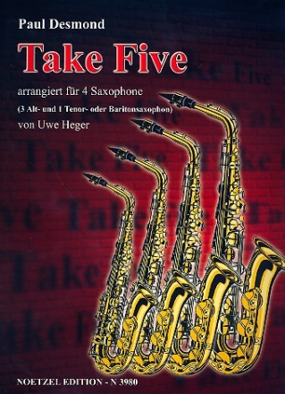 Take Five  fr 4 Saxophone(AAAT/B) Partitur und Stimmen