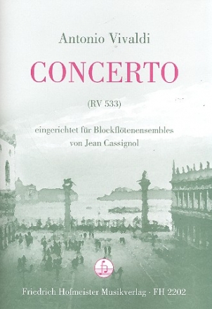 Konzert F-Dur RV533 fr 3-6 Blockflten (Ensemble) Partitur und Stimmen