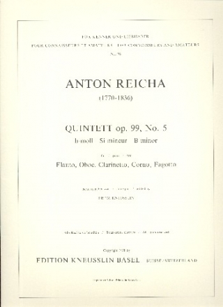 Quintett h-Moll op.99,5 fr Flte, Oboe, Klarainette, Horn und Fagott Stimmen