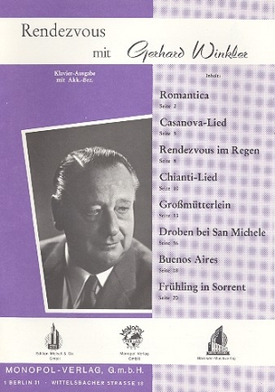 Rendezvous mit Gerhard Winkler: Klavierausgabe mit Akk.-bez. und Text