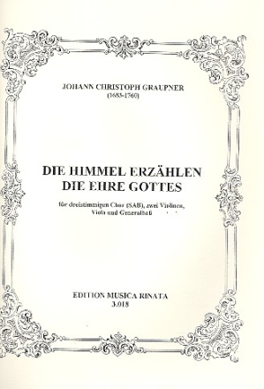 Die Himmel erzhlen die Ehre Gottes fr gem Chor (SAB), Streicher und Bc Partitur