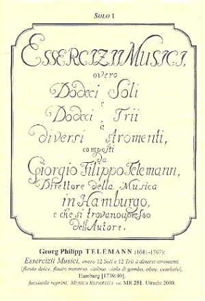 Essercizii Musici per diversi stromenti Faksimile Reprint Hamburg 1739/40