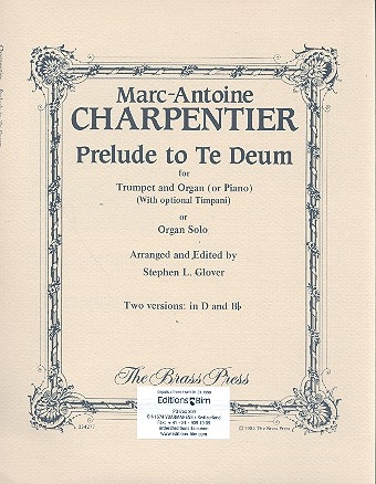 Prelude to Te deum for trumpet and organ (piano) with opt. timpani or organ solo