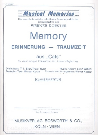 Memory aus 'Cats' fr Frauenchor und Klavier Klavierpartitur (dt/en)