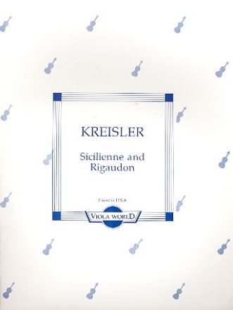 Sicilienne and Rigaudon for viola and piano
