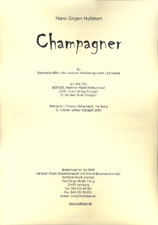 Champagner für Sopranblockflöte und Klavier