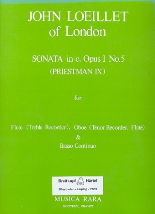 Sonate c-Moll op.1,5 fr Flte (Sopranblockflte, Blockflte), Oboe (Tenorblockflte, Flte Stimmen