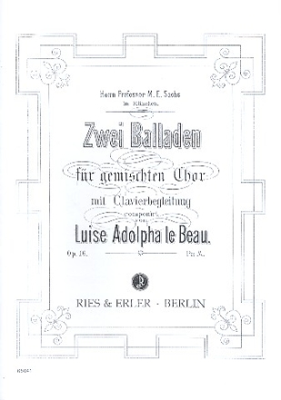 2 Balladen op.16 fr gem Chor und Klavier Partitur