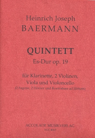 Quintett Es-Dur op.19 fr Klarinette, 2 Violinen, Viola und Violoncello Partitur+Stimmen