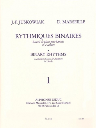 Rhythmiques binaires vol.1 recueil de pices pour batterie en 2 cahiers