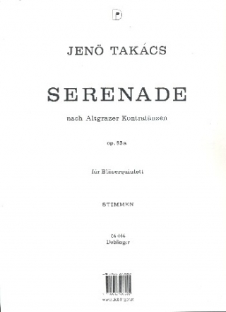 Serenade nach Altgrazer Kontratnzen op.83a fr Flte, Klarinette, Oboe, Horn und Fagott Stimmen