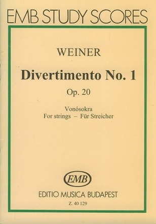 Divertimento Nr.1 op.20 fr Streicher (im 4. Satz Fl picc, Horn, Tromba ad lib.) Studienpartitur