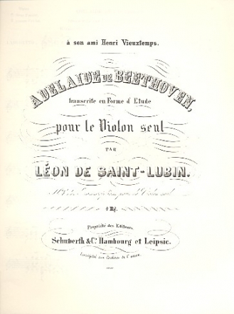Adelaide de Beethoven trascrite en form d'tude pour violon seul saint-lubin, leon de, transkription