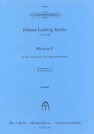 Missa F-Dur fr Soli, gem Chor, Orgel und Orchester Partitur