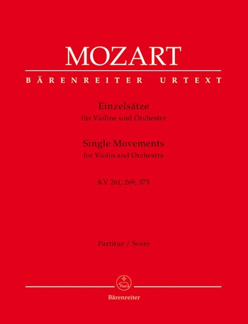 Einzelstze KV261, KV269 und KV373 fr Violine und Orchester Partitur