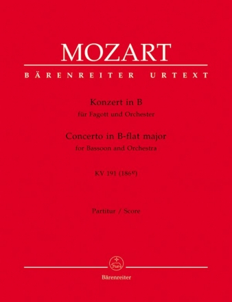 Konzert B-Dur KV191 fr Fagott und Orchester Partitur