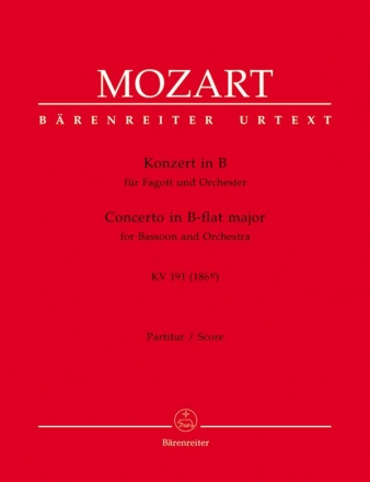 Konzert B-Dur KV191 fr Fagott und Orchester Partitur