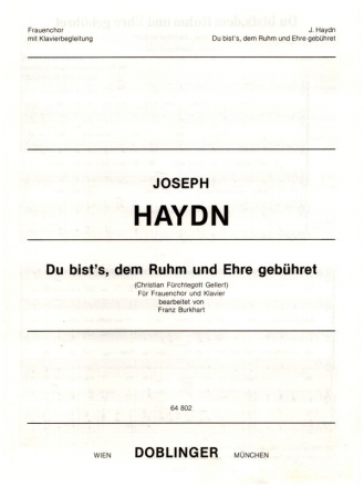Du bist's dem Ruhm und Ehre gebhret fr Frauenchor und Klavier Partitur