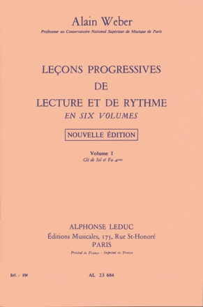 LECONS PROGRESSIVES DE LECTURE ET DE RYTHME VOL.1 CLE DE SOL ET FA 4EME