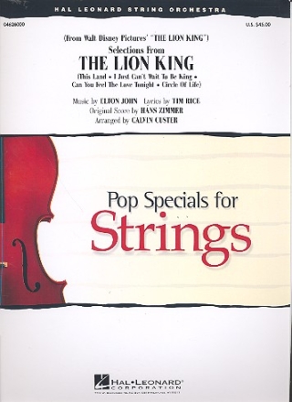 Selections from The Lion King for string orchestra score+parts ((8-8-4)-4-4-4), pno, perc.
