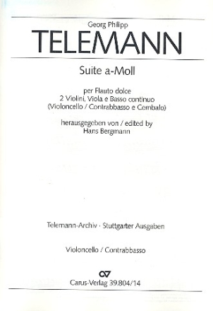 Suite a-Moll fr Blockflte, 2 Violinen, Viola und Bc Cello/Ba