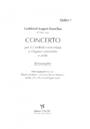 Concerto per il cembalo concertato o organo concertato e archi fr Cembalo (Orgel) und Streicher Violine 1