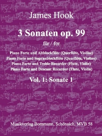 Sonate op.99,1  fr Alt- oder Sopranblockflte (Vl, Fl), Klavier (Cembalo) Partitur und Stimmen