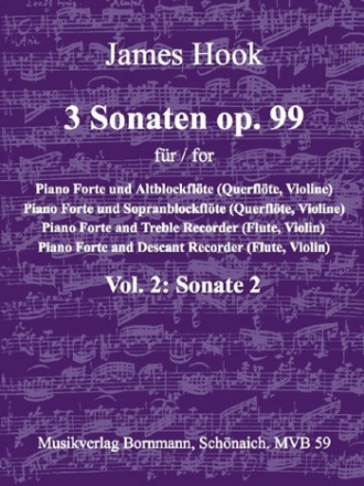 Sonate op.99,2  fr Alt- oder Sopranblockflte (Vl, Fl), Klavier (Cembalo)   Partitur und Stimmen