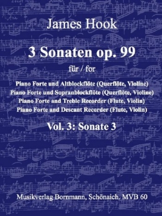 Sonate op.99,3 fr Alt- oder Sopranblockflte (Violine, Flte) und Klavier (Cembalo)