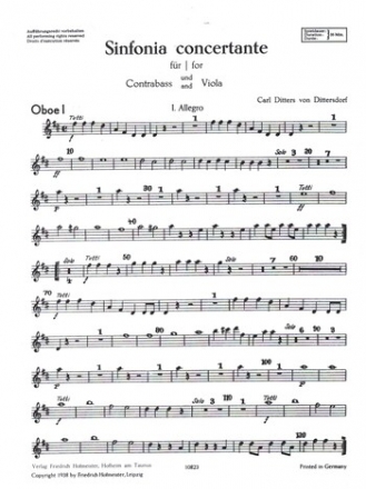 Sinfonia concertante D-Dur fr Viola, Kontraba und Orchester Oboe 1