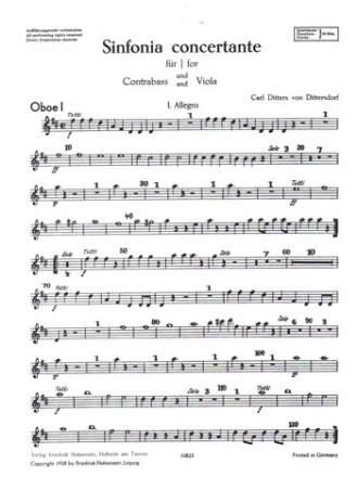Sinfonia concertante D-Dur fr Viola, Kontraba und Orchester Oboe 1