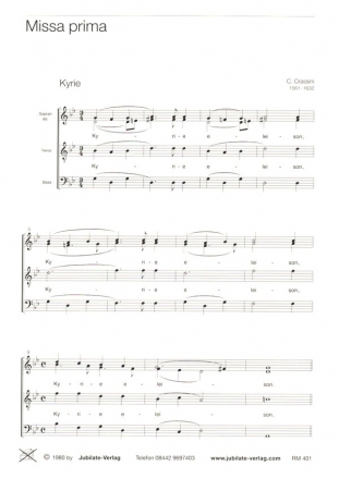 Missa prima  fr gem Chor a cappella Partitur (la)