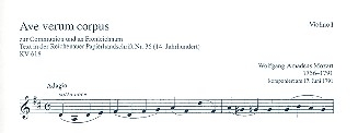 Ave verum corpus KV618 fr Chor, Streicher und Orgel Violine 1