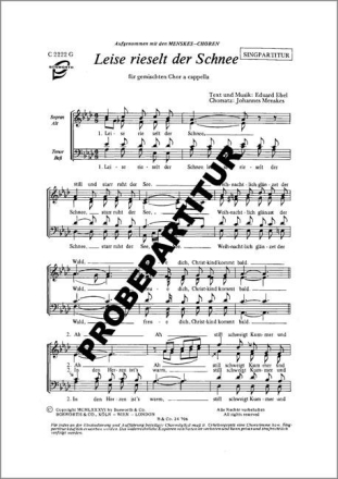 Leise rieselt der Schnee f�r gem Chor a cappella Singpartitur