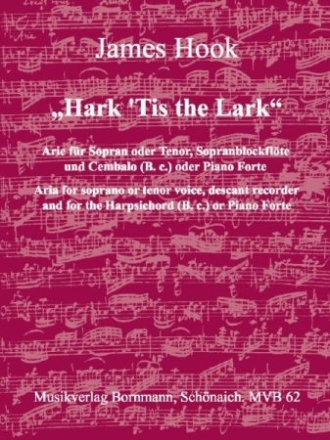 'Hark 'tis the Lark' Arie  fr Sopran (Tenor), Sopranblockflte und Bc Stimmen
