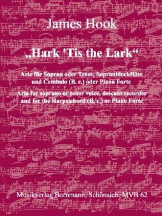 'Hark 'tis the Lark' Arie  fr Sopran (Tenor), Sopranblockflte und Bc Partitur und Stimmen