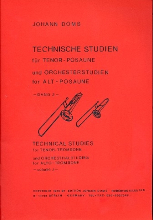 Posaunenschule Band 2 Technische Studien fr Tenorposaune und Orchesterstudien fr Altposaune