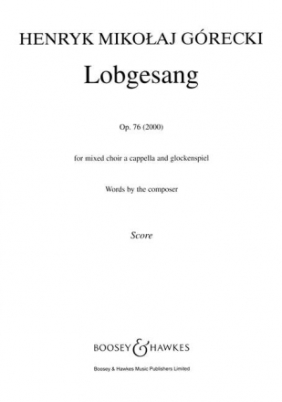 Lobgesang op. 76 fr gemischter Chor (SATB) und Glockenspiel Sing- und Spielpartitur