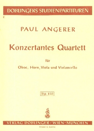 Konzertantes Quartett fr Oboe, Horn, Viola und Violoncello Studienpartitur