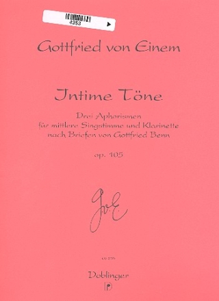 Intime Tne op.105 fr Gesang (mittel) und Klarinette