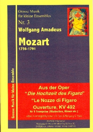 Ouvertre zu Die Hochzeit des Figaro KV492 fr 5 Trompeten (Hrner/Klarinetten) Partitur und Stimmen