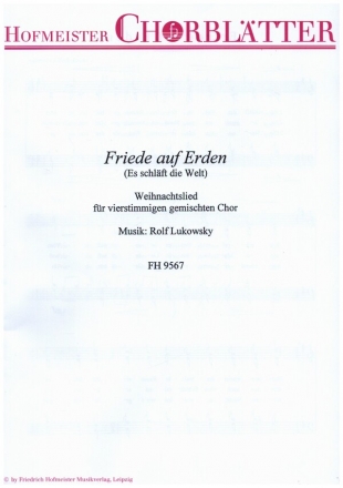 Friede auf Erden fr gem Chor a cappella Partitur