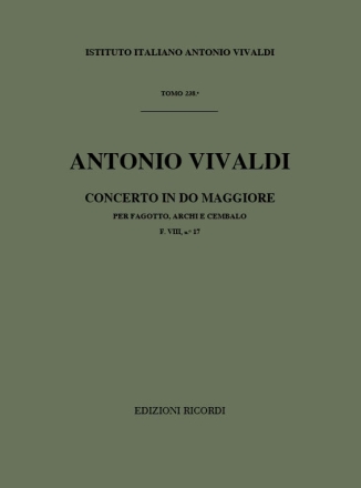 KONZERT DO MAGGIORE F.VIII:17 PER FAGOTTO, ARCHI E CEMBALO PARTITURA