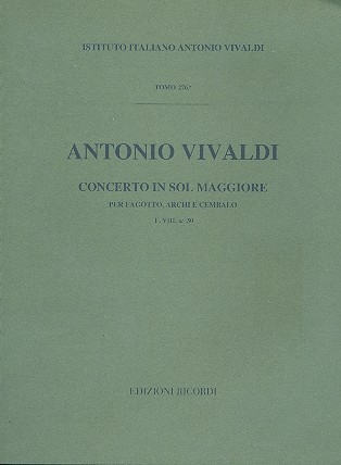Konzert G-Dur F.VIII:30 fr Fagott, Streicher und Cembalo Partitur