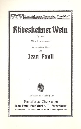 Rdesheimer Wein op.235 fr gem Chor a cappella Partitur